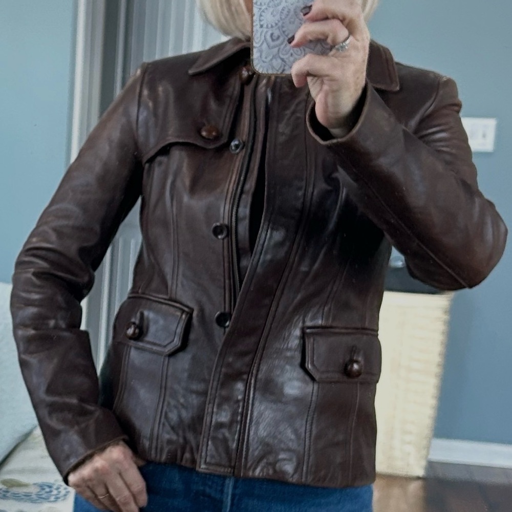 J. Crew Lambskin Leather Barn Jacket - Picture 8 of 8